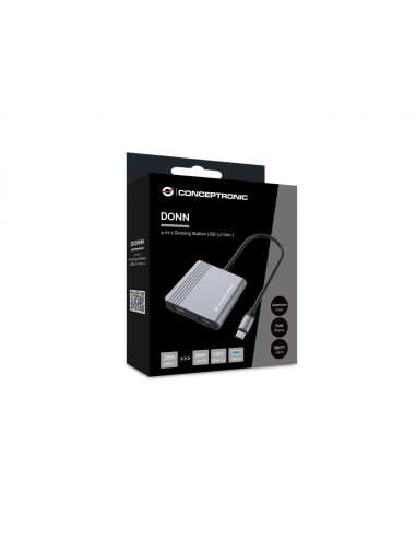 Conceptronic Donn13G Stacja Dokująca Przewodowa Usb 3.2 Gen 1 (3.1 Gen 1) Type-C Szary