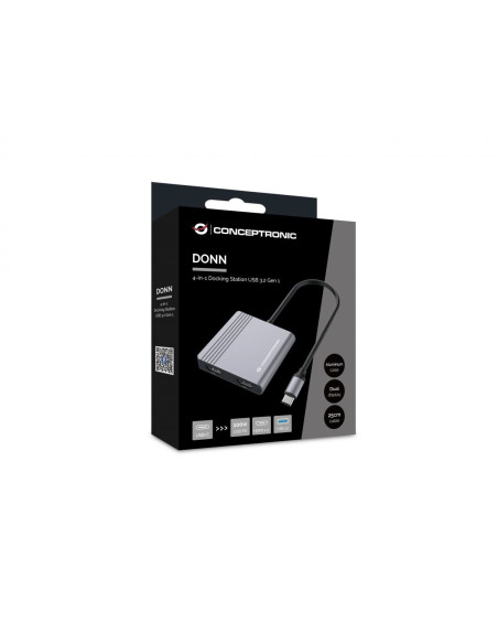 Conceptronic Donn13G Stacja Dokująca Przewodowa Usb 3.2 Gen 1 (3.1 Gen 1) Type-C Szary