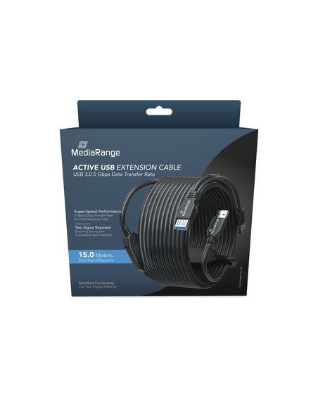 Mediarange Mrcs244 Kabel Usb Usb 3.2 Gen 1 (3.1 Gen 1) 15 M 2 X Usb A Usb A 5 Gbit/S Czarny