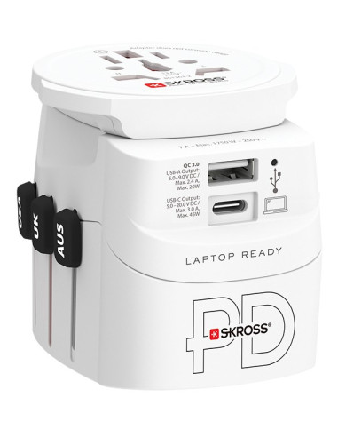 Adapter Podróżny Skross Pro Light Usb Ac45Pd World Z Usb-C Biały