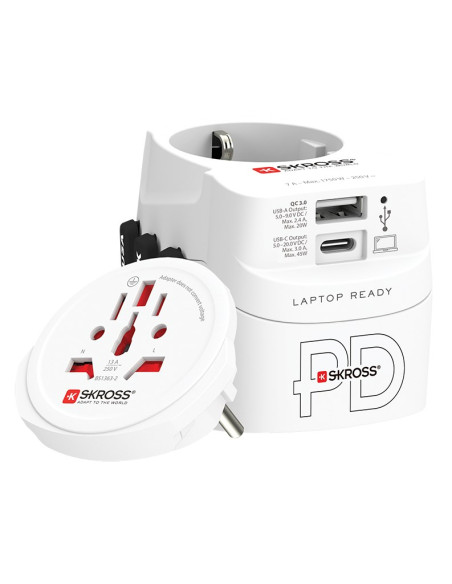 Adapter Podróżny Skross Pro Light Usb Ac45Pd World Z Usb-C Biały
