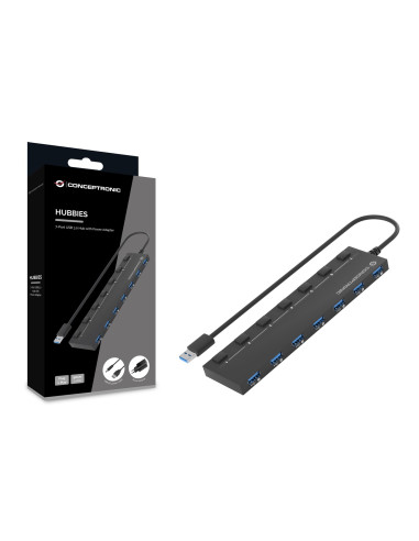 Conceptronic Hubbies19Bp Huby I Koncentratory Usb 3.2 Gen 1 (3.1 Gen 1) Type-A 5000 Mbit/S Czarny