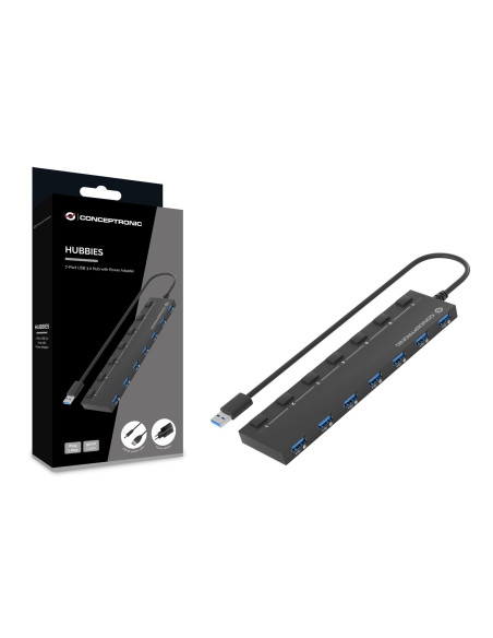 Conceptronic Hubbies19Bp Huby I Koncentratory Usb 3.2 Gen 1 (3.1 Gen 1) Type-A 5000 Mbit/S Czarny