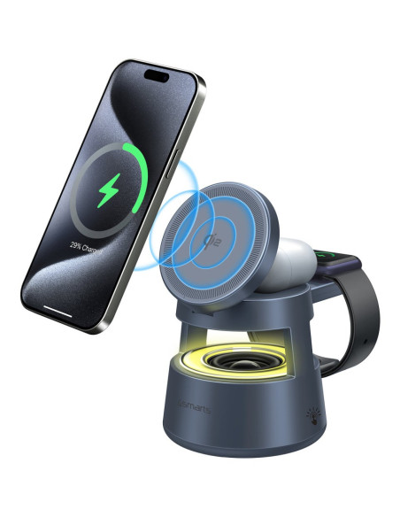 4Smarts 541327 Ładowarka Do Urządzeń Przenośnych Słuchawki, Smartfon, Smartwatch Szary Usb Bezprzewodowe Ładowanie Wewnętrzna
