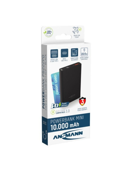 Ansmann 1700-0154 Bank Mocy Litowo-Jonowa (Li-Ion) 10000 Mah Czarny