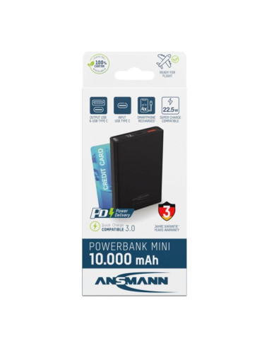 Ansmann 1700-0154 Bank Mocy Litowo-Jonowa (Li-Ion) 10000 Mah Czarny