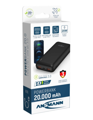 Ansmann Pb320Pd Litowo-Polimerowy (Lipo) 20000 Mah Czarny