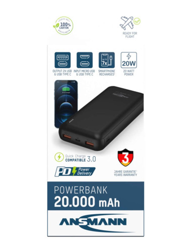 Ansmann Pb320Pd Litowo-Polimerowy (Lipo) 20000 Mah Czarny
