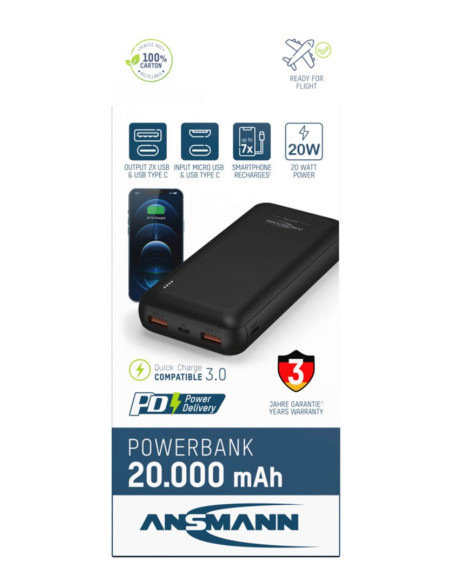 Ansmann Pb320Pd Litowo-Polimerowy (Lipo) 20000 Mah Czarny