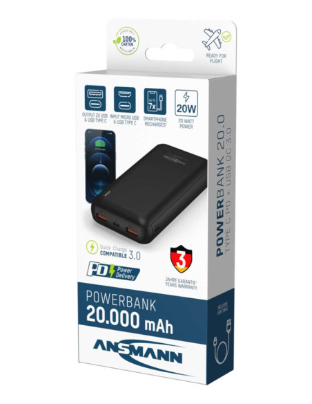 Ansmann Pb320Pd Litowo-Polimerowy (Lipo) 20000 Mah Czarny