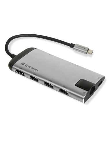 Verbatim Multiport Usb-C 3.1, 3X Usb 3.0, Hdmi 4K, Rj45, Sd/Micro Sd 49142