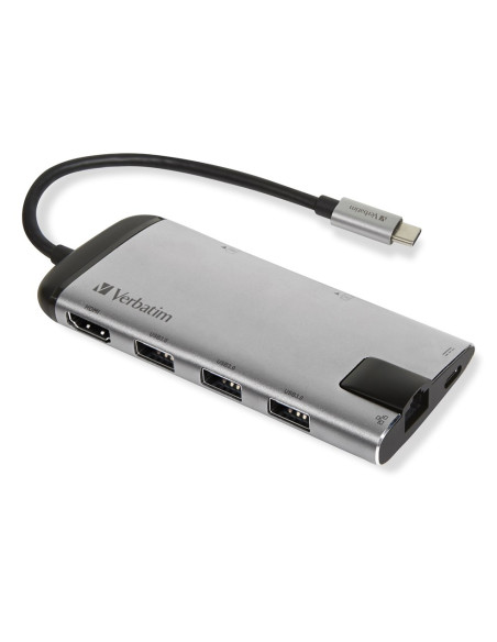 Verbatim Multiport Usb-C 3.1, 3X Usb 3.0, Hdmi 4K, Rj45, Sd/Micro Sd 49142