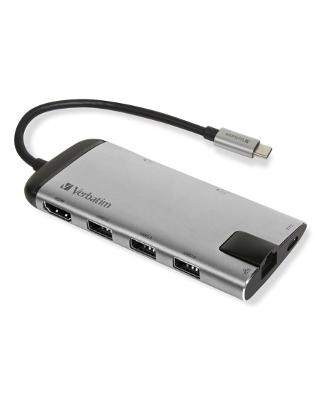 Verbatim Multiport Usb-C 3.1, 3X Usb 3.0, Hdmi 4K, Rj45, Sd/Micro Sd 49142