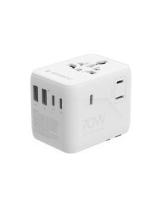 Gembird Tpa-2A3C70-01-W Uniwersalny Adapter Podróżny 70 W, Biały
