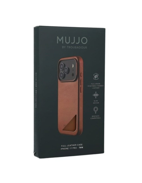 Mujjo Full Leather Case Magsafe Etui Do Iphone 17 Pro Brązowy