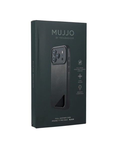 Mujjo Full Leather Case Etui Do Iphone 17 Pro Max, Czarny