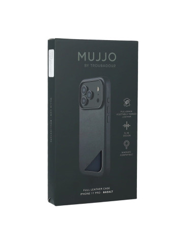 Mujjo Full Leather Case Magsafe Etui Do Iphone 17 Pro Szary