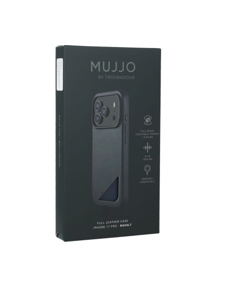Mujjo Full Leather Case Magsafe Etui Do Iphone 17 Pro Szary