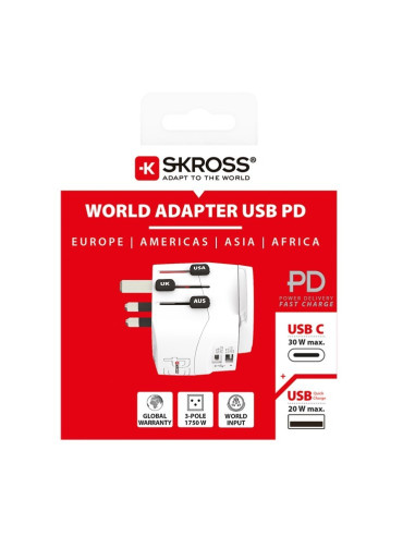 Adapter Skross Pro Light Usb Ac30Pd World, Biały