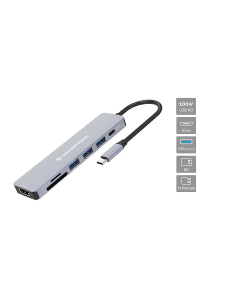 Conceptronic Donn19G Stacja Dokująca Przewodowa Usb 3.2 Gen 1 (3.1 Gen 1) Type-C Szary