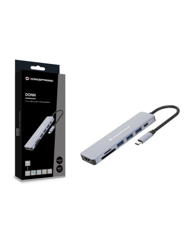 Conceptronic Donn19G Stacja Dokująca Przewodowa Usb 3.2 Gen 1 (3.1 Gen 1) Type-C Szary