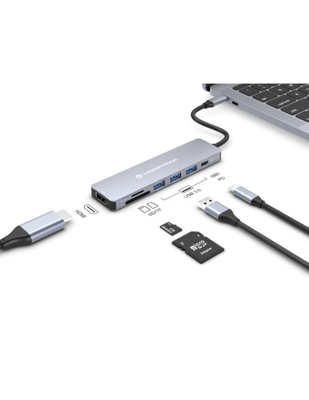 Conceptronic Donn19G Stacja Dokująca Przewodowa Usb 3.2 Gen 1 (3.1 Gen 1) Type-C Szary