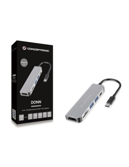 Conceptronic Donn02G Stacja Dokująca Usb 3.2 Gen 1 (3.1 Gen 1) Type-C Aluminium
