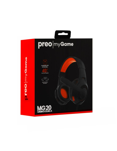 Preo 125085402 Słuchawki/Zestaw Słuchawkowy Przewodowa Opaska Na Głowę Gaming Czarny, Czerwony