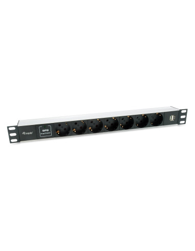 Equip 333315 Rozdzielacz Zasilania Pdu 7 X Gniazdo Sieciowe 1U Czarny, Srebrny