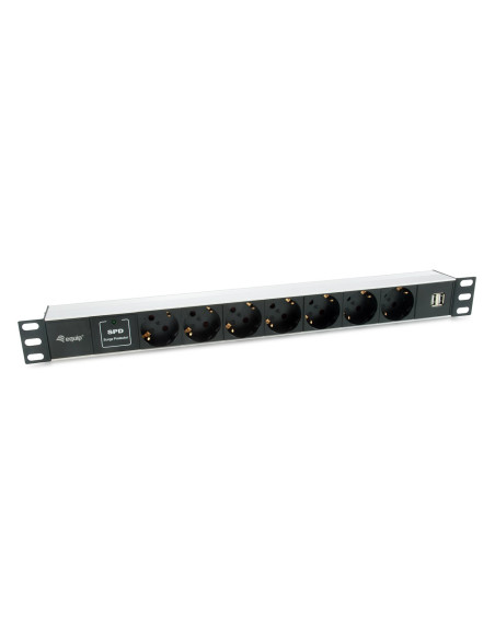 Equip 333315 Rozdzielacz Zasilania Pdu 7 X Gniazdo Sieciowe 1U Czarny, Srebrny