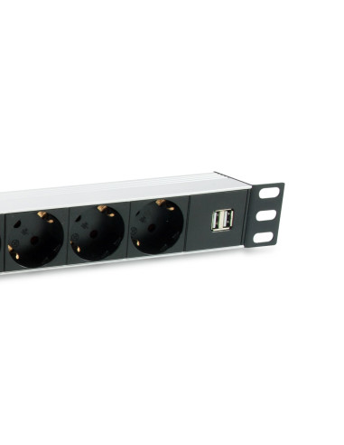 Equip 333315 Rozdzielacz Zasilania Pdu 7 X Gniazdo Sieciowe 1U Czarny, Srebrny