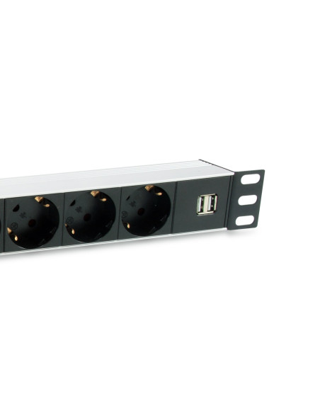 Equip 333315 Rozdzielacz Zasilania Pdu 7 X Gniazdo Sieciowe 1U Czarny, Srebrny