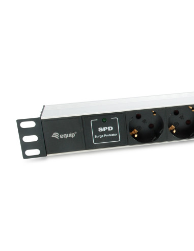 Equip 333315 Rozdzielacz Zasilania Pdu 7 X Gniazdo Sieciowe 1U Czarny, Srebrny