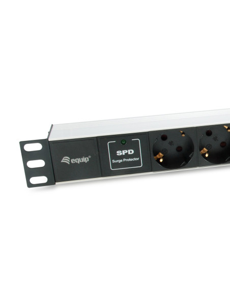 Equip 333315 Rozdzielacz Zasilania Pdu 7 X Gniazdo Sieciowe 1U Czarny, Srebrny