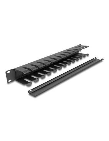 Delock Panel Do Prowadzenia Kabli 19” Ze Szczotką I 2 Otworami 1U, Czarny