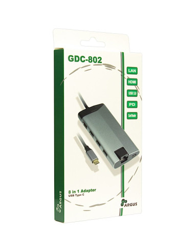 Inter-Tech Gdc-802 Przewodowa Usb 3.2 Gen 1 (3.1 Gen 1) Type-C Szary