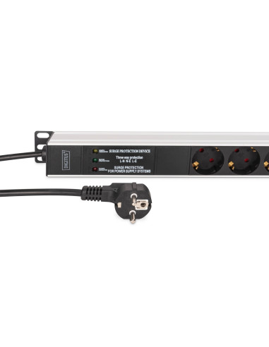 Digitus Dn-95438 Rozdzielacz Zasilania Pdu 9 X Gniazdo Sieciowe 1U Czarny, Srebrny