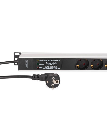 Digitus Dn-95438 Rozdzielacz Zasilania Pdu 9 X Gniazdo Sieciowe 1U Czarny, Srebrny