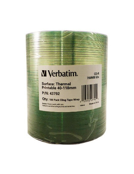 Cd-R Verbatim 700Mb 52X Thermal Printable No Id Brand (Wrap 100)