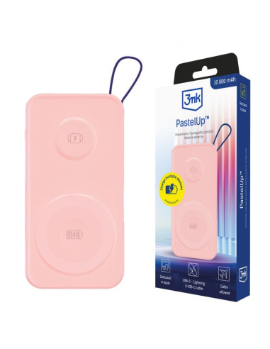 Powerbank 3Mk Pastelup 10,000Mah 22.5W Usb 1A1C - Pink