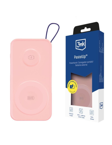 Powerbank 3Mk Pastelup 10,000Mah 22.5W Usb 1A1C - Pink