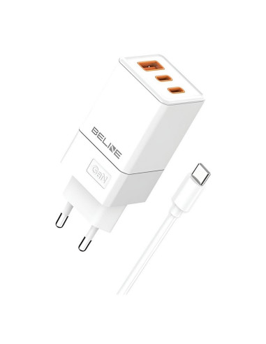 Ładowarka Sieciowa Beline 65W Gan 2Xusb-C Pd 3.0 + 1Xusb-A Qc 3.0 +Kabel Usb-C - Biała