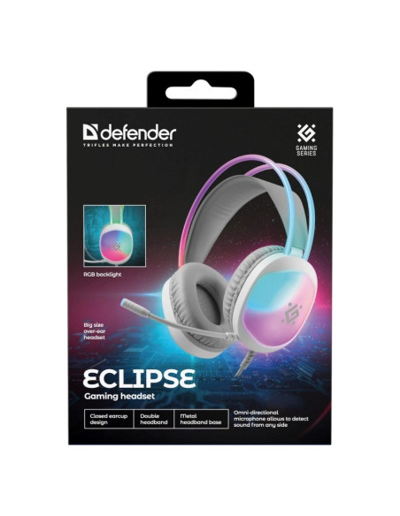 Defender Słuchawki Z Mikrofonem Eclipse Rgb Białe 62440