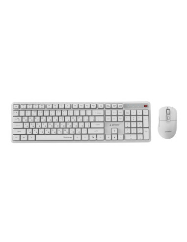 Gembird Bezprzewodowy Zestaw Klawiatury + Mysz Silent Key Pro Business, Biały, Układ Ru