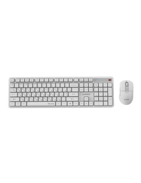 Gembird Bezprzewodowy Zestaw Klawiatury + Mysz Silent Key Pro Business, Biały, Układ Ru