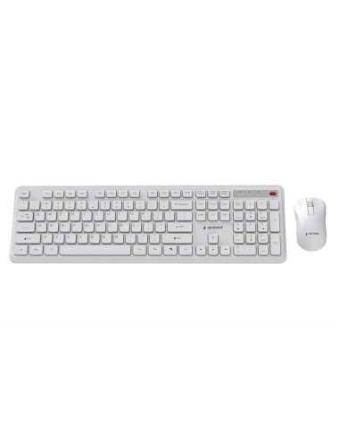 Gembird Bezprzewodowy Zestaw Klawiatury + Mysz Slim Pro Business Na Biurko,Biały, Układ Us