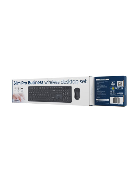 Gembird Bezprzewodowy Zestaw Klawiatury + Mysz Slim Pro Business Na Biurko, Czarny, Układ Us