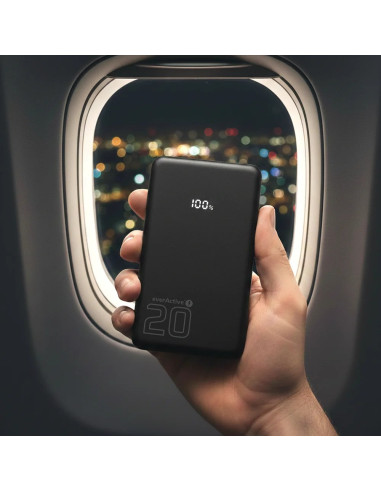 Everactive Powerbank 20 000Mah, 1X Usb, 2X Usb-C, 20W, Qc4+, Wyświetlacz Lcd, Czarny Eb-22Qb