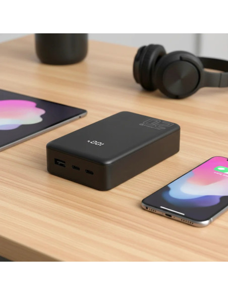 Everactive Powerbank 20 000Mah, 1X Usb, 2X Usb-C, 20W, Qc4+, Wyświetlacz Lcd, Czarny Eb-22Qb