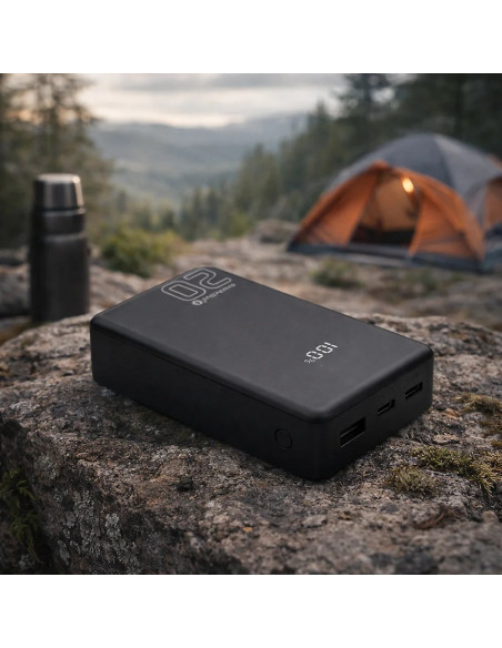 Everactive Powerbank 20 000Mah, 1X Usb, 2X Usb-C, 20W, Qc4+, Wyświetlacz Lcd, Czarny Eb-22Qb